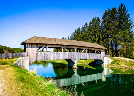 famous flood barrier in wolfratshausen - germany