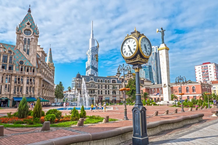 Photo of cityscape with beautiful architecture. Europe square in Batumi.