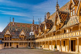 Photo of Metz city view of Petit Saulcy an Temple Neuf and Moselle River in Summer, France.