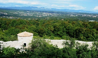 photo of aerial panoramic view of beautiful town of Lovran and sea walkway in Croatia.