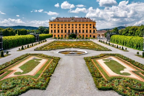 Photo of beautiful view of Schonbrunn Palace in Vienna, Austria.