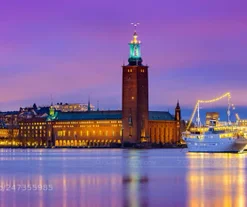 Stockholm old town (Gamla Stan) cityscape from City Hall top, Sweden.