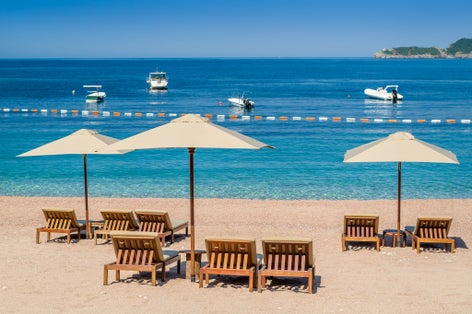 Photo of beautiful beach of Budva, Montenegro.