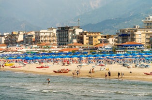 Photo of Viareggio aerial panoramic view of coastline, Versilia, Tuscany, Italy. 