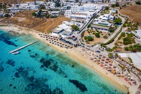 Photo of panoramic view of Town of Ano Mera, island of Mykonos, Cyclades, Greece.