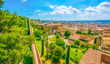 Photo of panoramic aerial view of beautiful Blanes in Costa Brava on a beautiful summer day, Spain.