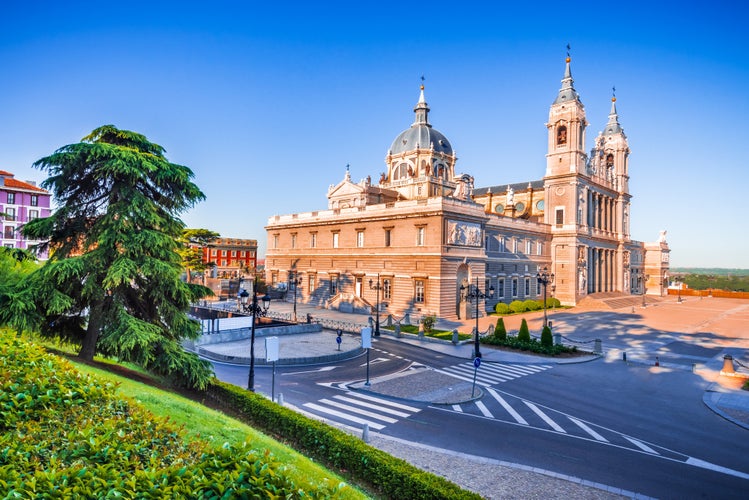 Madrid, Spain - The Cathedral of Saint Mary the Ryoal of La Almudena at sunrise.jpg