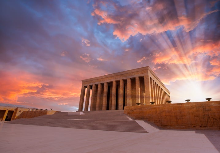 Photo of Mausoleum of Ataturk at amazing sunset, Ankara.