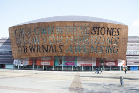 Views of the Roald Dahl Plass at Cardiff Bay, Cardiff, Wales in the UK.