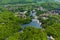 Photo of aerial view of beautiful landscape of the Sovata resort ,Romania.