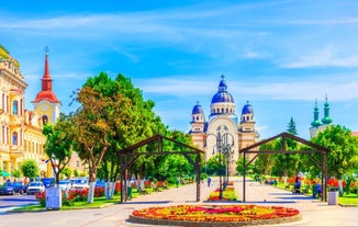 Photo of the Small Square piata mica, the second fortified square in the medieval Upper town of Sibiu city, Romania.