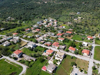 photo of Igoumenitsa Greek village of faskomilia aerial photo beautiful architecture Greek village buildings and streets close to Scorpiona, town of Plataria, Sivota and Parga Preveza Greece.