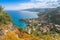 Photo of view of Cefalu and Promontorio de Torre Caldura seen from Norman Castle, La Rocca park, Italy.