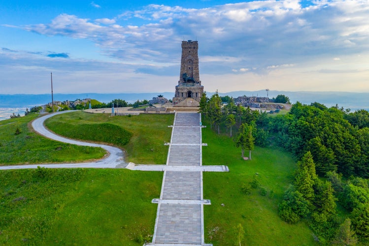 photo of view of Monument to Freedom commemorating battle at Shipka pass in 1877-1878, Kazanlak, Bulgaria.