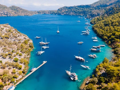 Photo of aerial drone photo of Binlik Bay, located in the midst of Göcek and Dalaman.