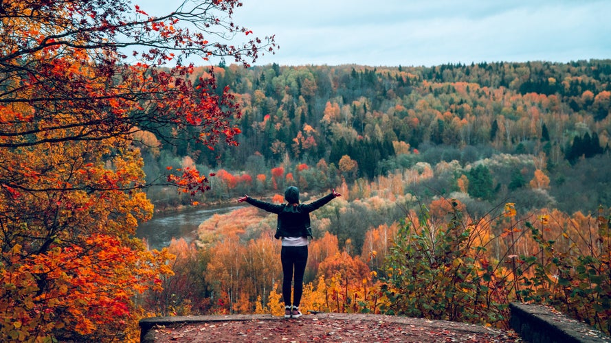 autumn morning Latvian girl portrait. Latvia, sigulda.