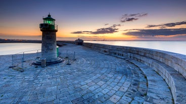 Photo of aerial view of Dun Laoghaire Pier ,Dublin, Ireland.