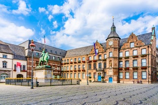 Photo of scenic summer view of the Old Town architecture with Elbe river embankment in Dresden, Saxony, Germany.