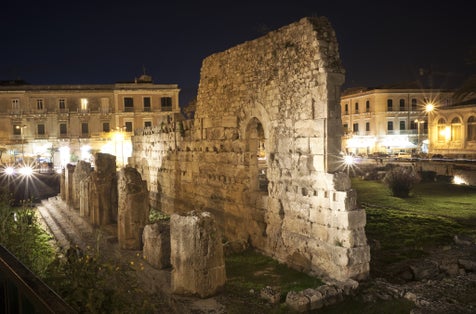Ancient Greek APOLLO'S TEMPLE . Syracuse (Siracusa, Sarausa)-- historic city in Sicily, Italy.