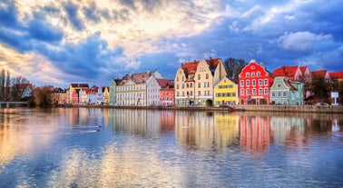 Photo of Tuebingen in the Stuttgart city ,Germany Colorful house in riverside and blue sky. 