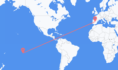 フランス領ポリネシアのアナアから、スペインのマドリッドまでのフライト