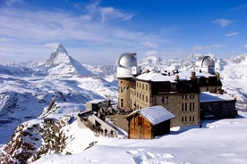 photo of an aerial view of Zermatt & Matterhorn Mountain in Switzerland.