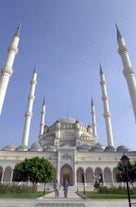 Photo of Sabancı Merkez Camii (English: Sabancı Central Mosque) in Adana, Turkey. The mosque is the second largest mosque in Turkey and the landmark in the city of Adana.