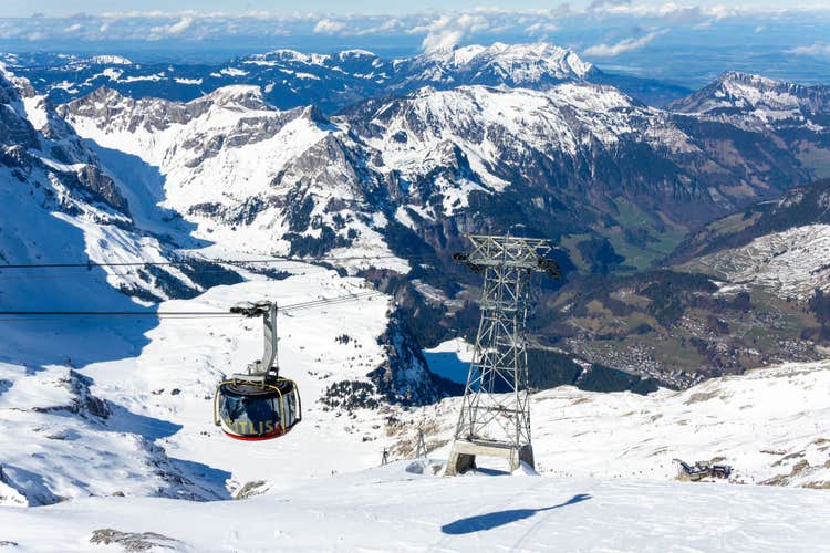 Titlis Engelberg Switzerland Alps Snow Skiing.