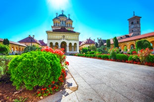 Antique building view in Old Town Bucharest city - capital of Romania and Dambrovita river. Bucharest, Romania, Europe.