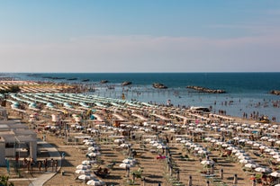 Photo of aerial view of Rimini city, Italy.