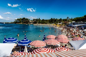 View of Mediterranean luxury resort and bay with yachts. Nice, Cote d'Azur, France. 