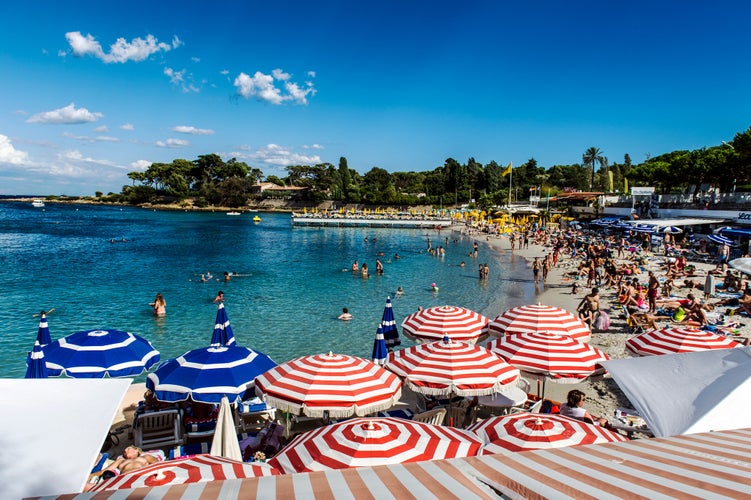 Alpes-Maritimes. Cap d'Antibes. The private beach "La Garoupe"