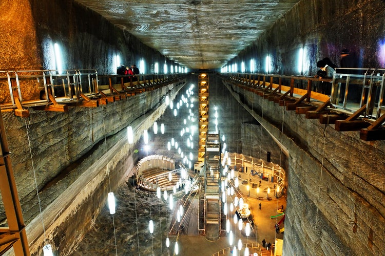 photo of view of Turda Salt Mine, Romania.