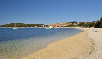 Photo of aerial view of beach Centinera in Banjole, Croatia.