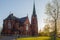 photo of the City Church of Umeå in evening sunshine in Sweden.