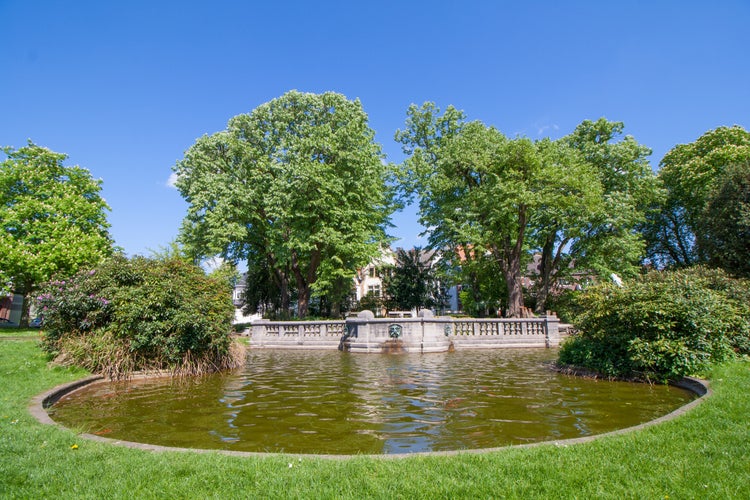 Buildings in Viersen at the pond in the old city garden