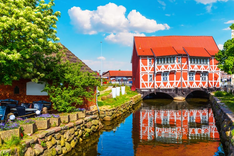 Scenic summer view of the Old Town architecture in Wismar, Mecklenburg region, Germany