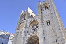 Photo of Lisbon City Skyline with Sao Jorge Castle and the Tagus River, Portugal.