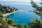 Photo of aerial view of famous Kašjuni beach from Marjan Hill, Split, Croatia.