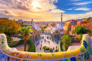 Photo of aerial view of beautiful landscape of Zaragoza, Spain.