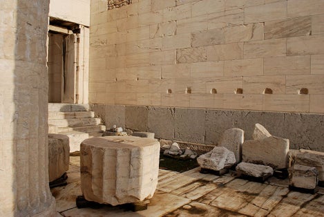 photo of view of interior Προπύλαια Ακρόπολης, Athens, Greece.