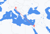 Loty z Akaba, Jordania do Rijeki, Chorwacja