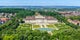 Photo of aerial view of Ludwigsburg Castle with garden and the city in Germany.