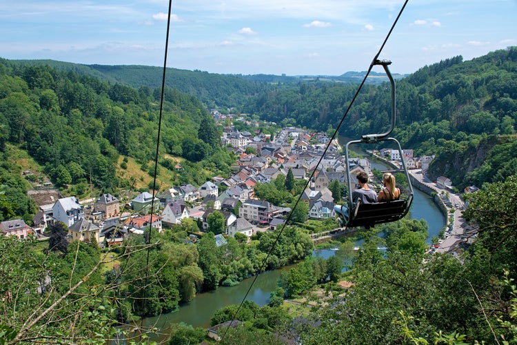 Photo of View of Vianden with cable car, Grand Duchy of Luxembourg, panorama