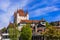 photo of Thun Castle . Switzerland travel and landmarks. Famous Thun lake and Thun town with medieval castle popular tourist destination.