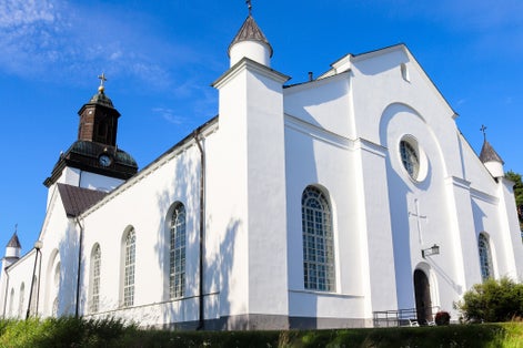 photo of Järvsö Church back view it's the largest rural church in Ljusdal Municipality, Gävleborg County, Sweden.