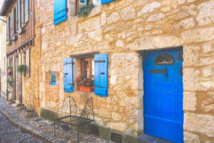 Photo of traditional half-timbered houses in the old town of Rennes, Brittany, France.