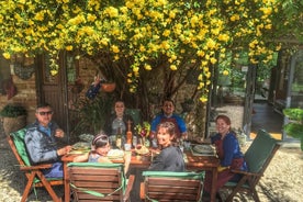 Aula de culinária orgânica com um sommelier em uma fazenda de azeitonas e vinhos