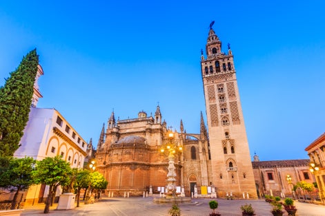 Photo of Cathedral de Sevilla at evening, Spain.