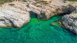 Photo of aerial view of beach Centinera in Banjole, Croatia.